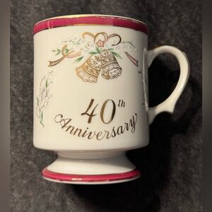 Vintage 40th Anniversary Ceramic Mug with Gold & Red Accents, 1984 Lefton China